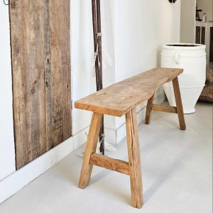 ספסל עץ טיק מראה טבעי וממחוזר - אורך 120 ס"מ +-