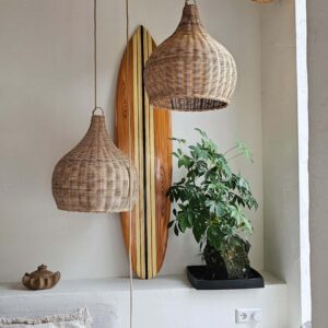 גוף תאורה פקעת כדורית מראטן טבעי - קוטר 50 ס"מ