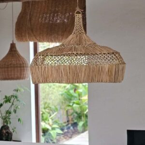 אהיל תאורה פרח פתוח מראטן ורפיה טבעית 56 ס"מ